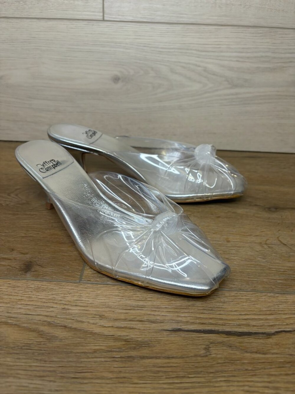 Jeffrey Campbell Crystala Clear Silver Sandals Size 7.5M